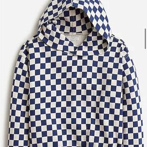Checkered Navy Blue and Cream- M- Kids Crew Cuts Hoodie
